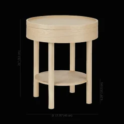 Wooden Round Side Table with Lift Top