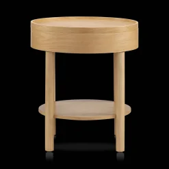 Wooden Round Side Table with Lift Top